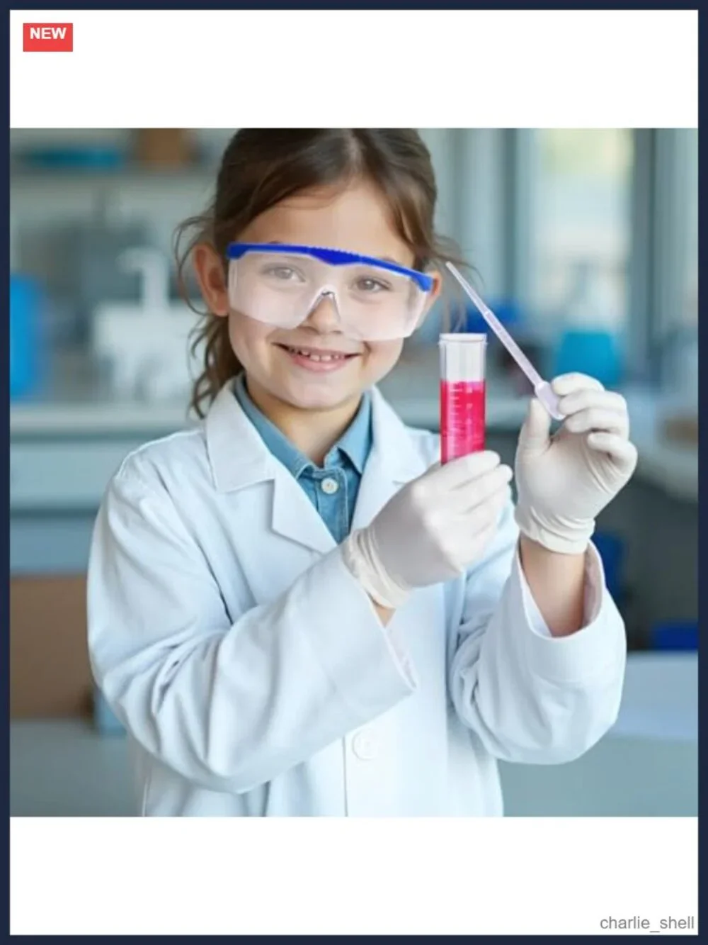 Kids Scientist Costume Lab Coat Pretend Play Set Goggles Gloves ID Card